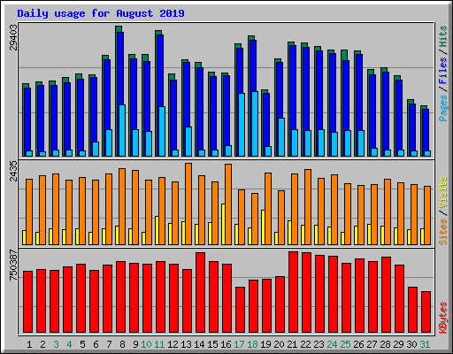 Daily usage for August 2019