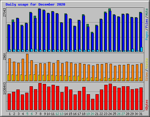 Daily usage for December 2020