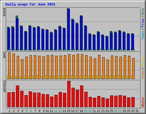 Daily usage for June 2021