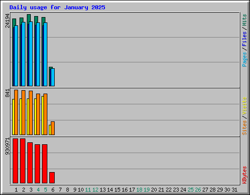 Daily usage for January 2025