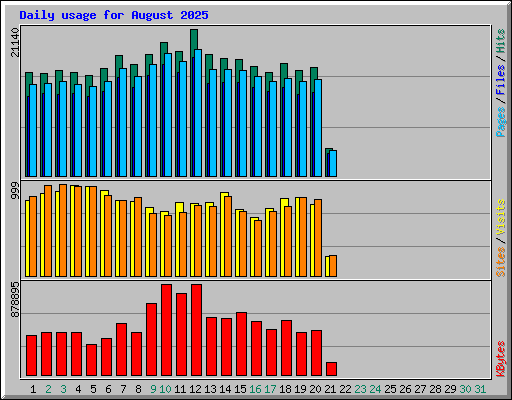 Daily usage for August 2025
